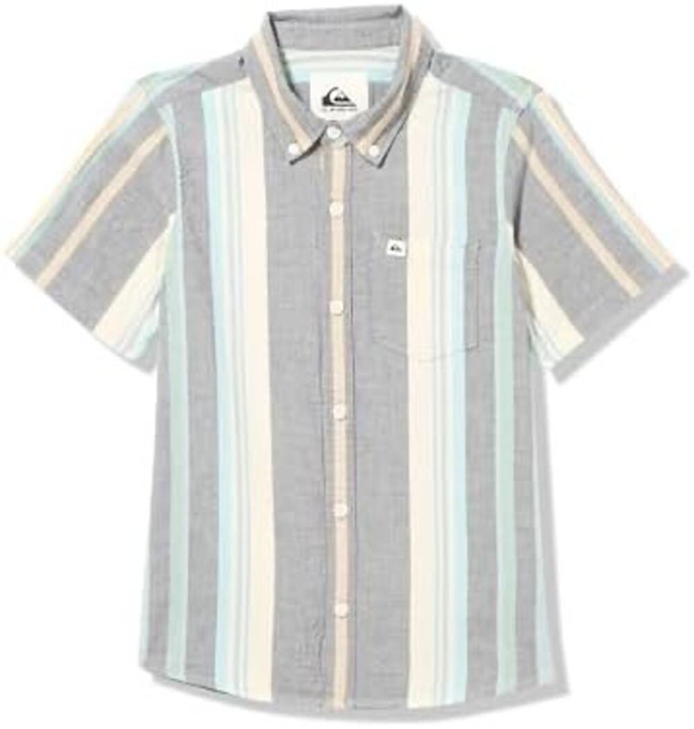 QUIKSILVER Oxford Stripe Classic Short Button Down Cotton Shirt M-12T